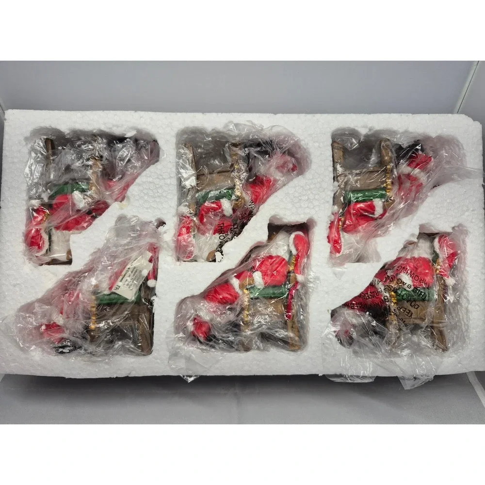 CBOCS Santa Ornament African American Reclining Chair Christmas‎ Decor set of 6